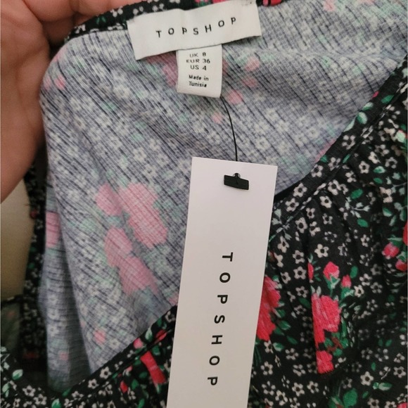 NWT TOPSHOP Double - V Long Sleeve Jersey Minidress in Multi Size 4 - Picture 5 of 10